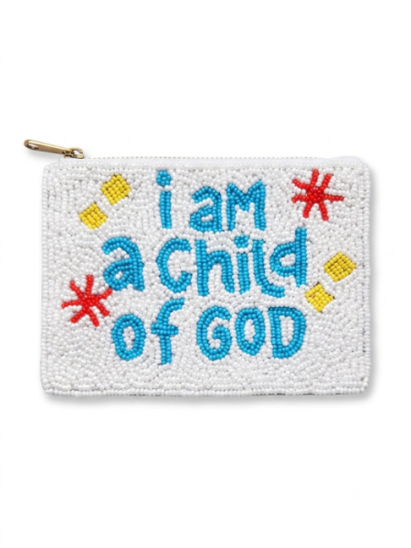 Ladies Fully Beaded I AM A CHILD OF GOD Themed Coin Purse