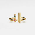 Dainty Rainbow Gem Stone Wire Ring in 925 Sterling Silver