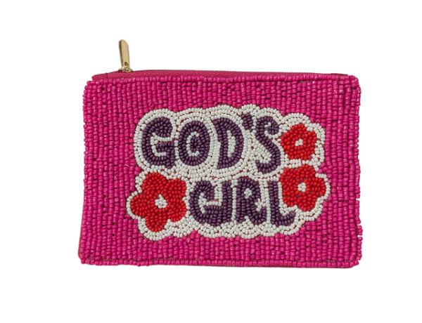 Ladies Fully Beaded GOD'S GIRL Themed Coin Purse