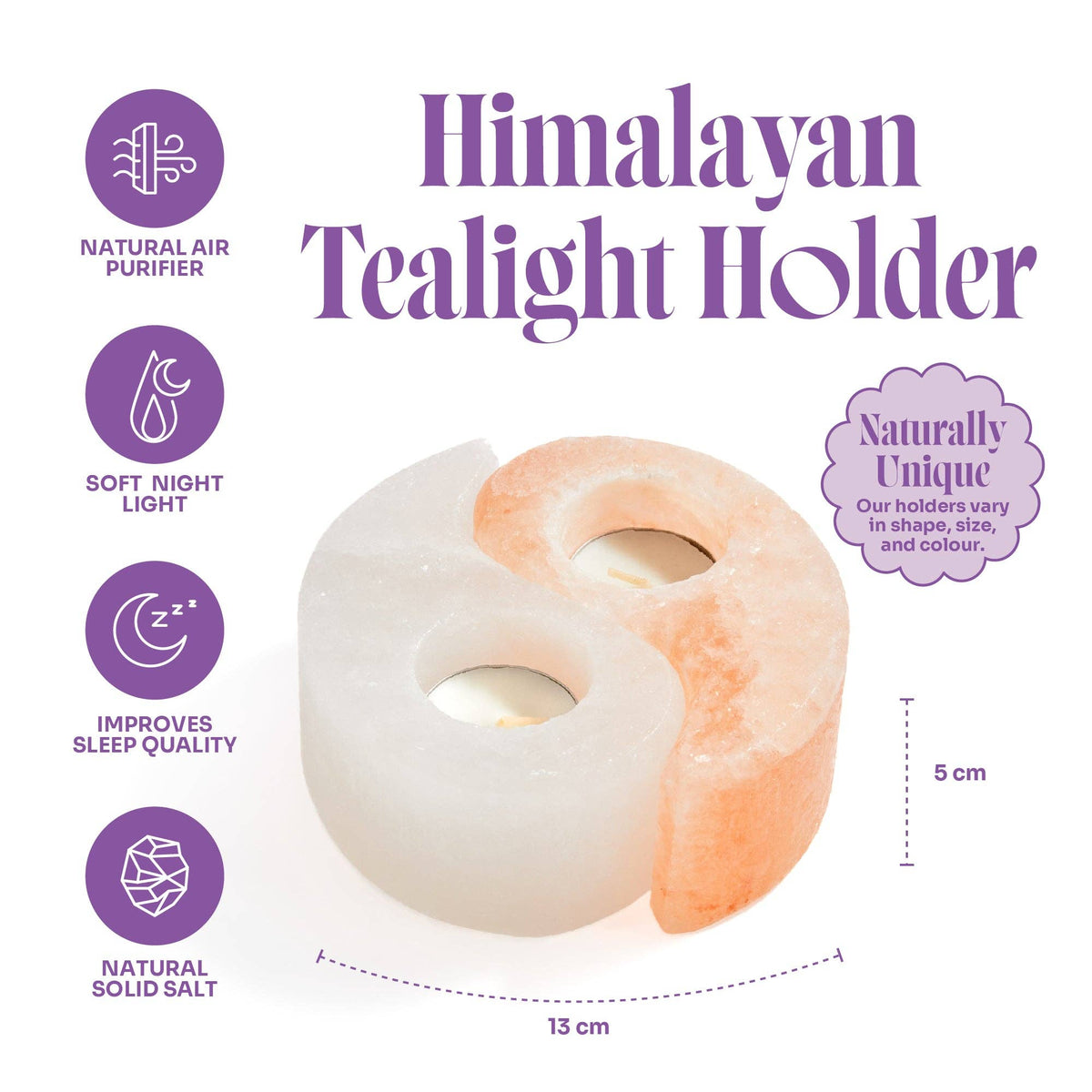 Myga Himalayan Salt Tealight Holder - Yin Yang