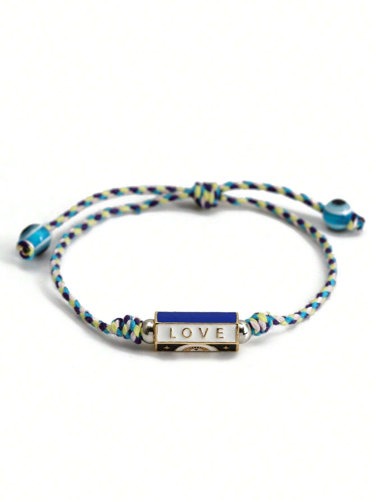 Women's Eye Bead Hexagonal Pendant Woven Rope Bracelet
