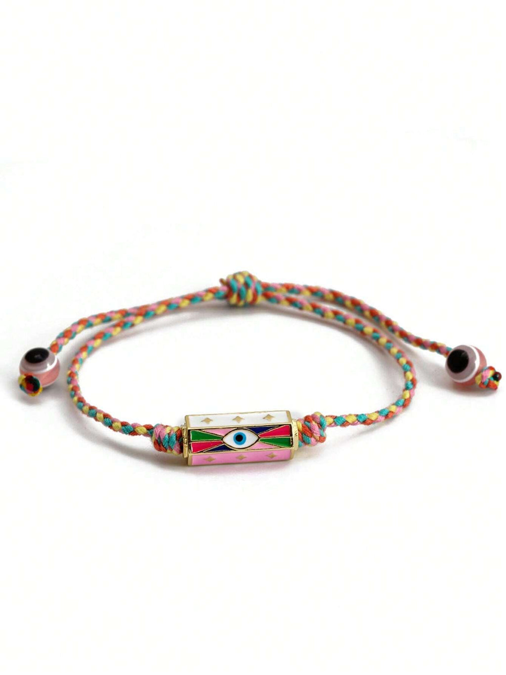 Women's Eye Bead Hexagonal Pendant Woven Rope Bracelet