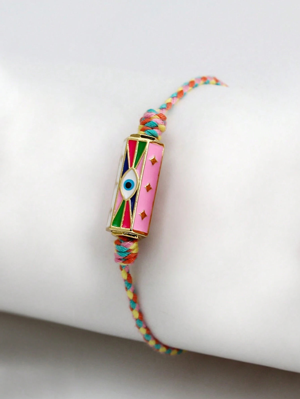 Women's Eye Bead Hexagonal Pendant Woven Rope Bracelet