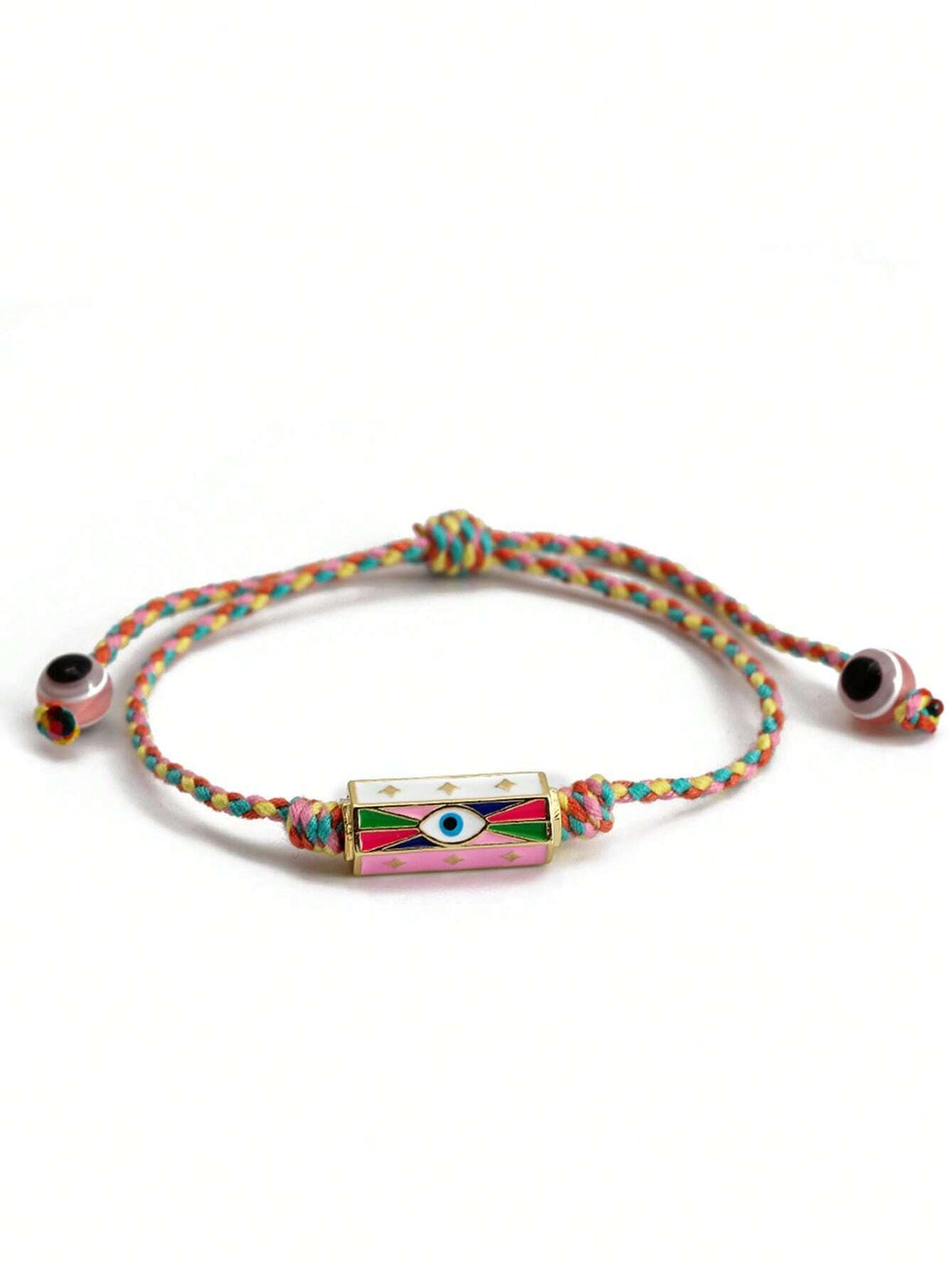 Women's Eye Bead Hexagonal Pendant Woven Rope Bracelet