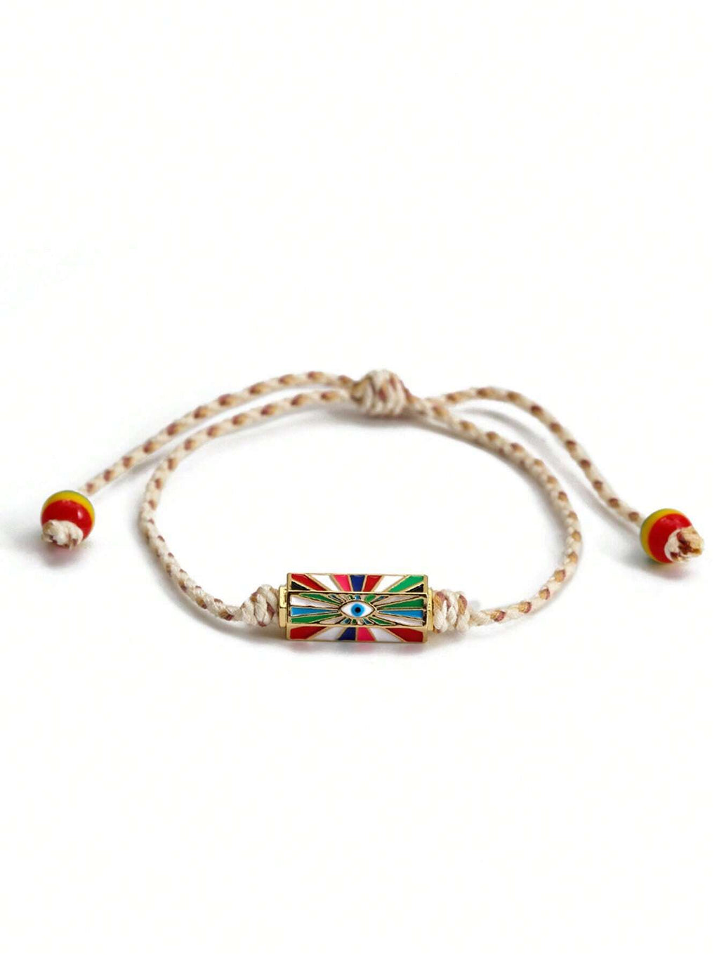 Women's Eye Bead Hexagonal Pendant Woven Rope Bracelet
