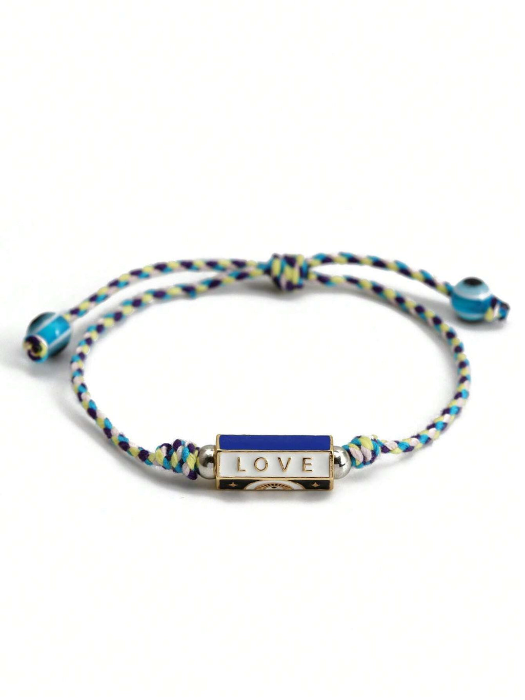 Women's Eye Bead Hexagonal Pendant Woven Rope Bracelet