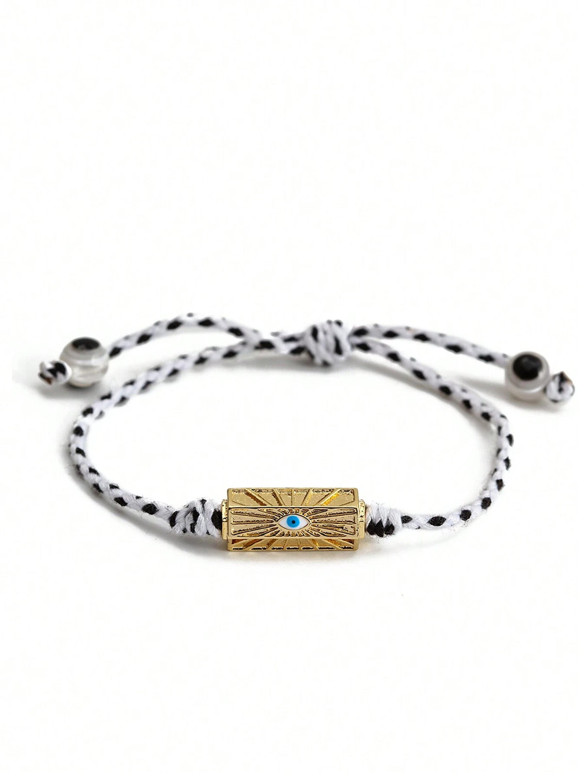Women's Eye Bead Hexagonal Pendant Woven Rope Bracelet