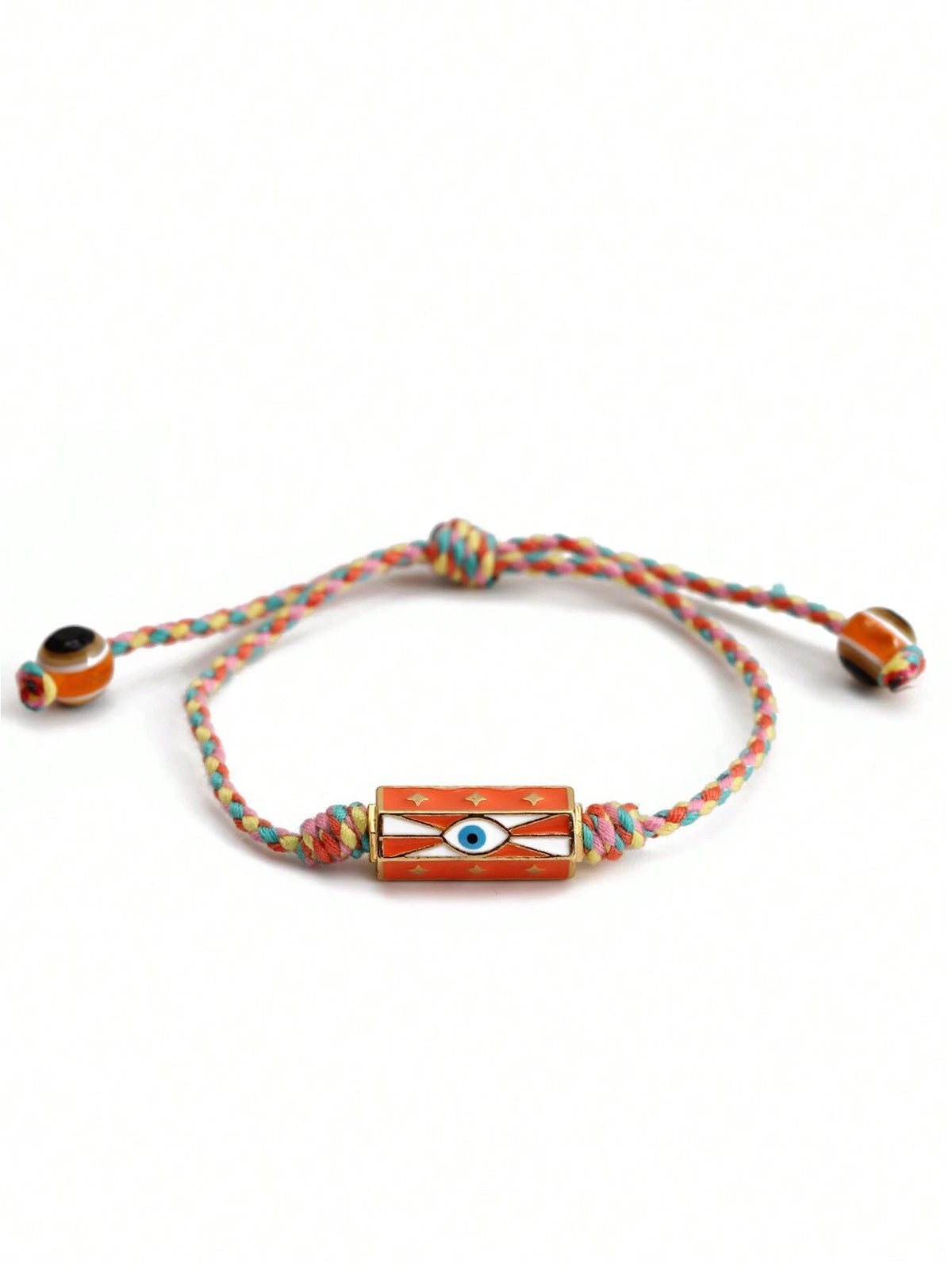 Women's Eye Bead Hexagonal Pendant Woven Rope Bracelet