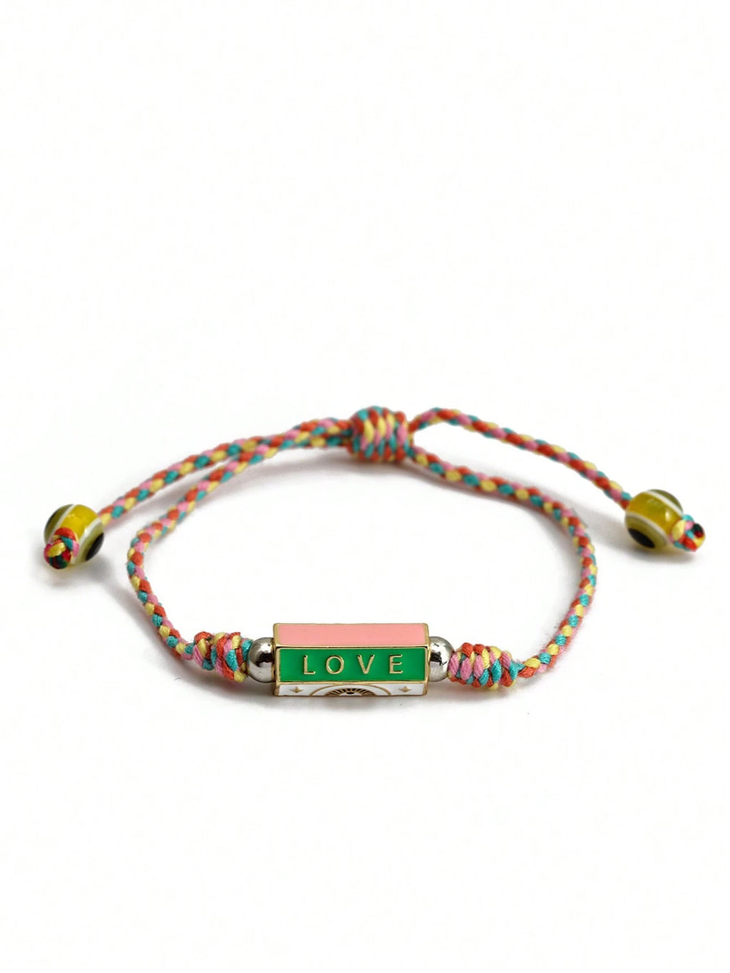 Women's Eye Bead Hexagonal Pendant Woven Rope Bracelet