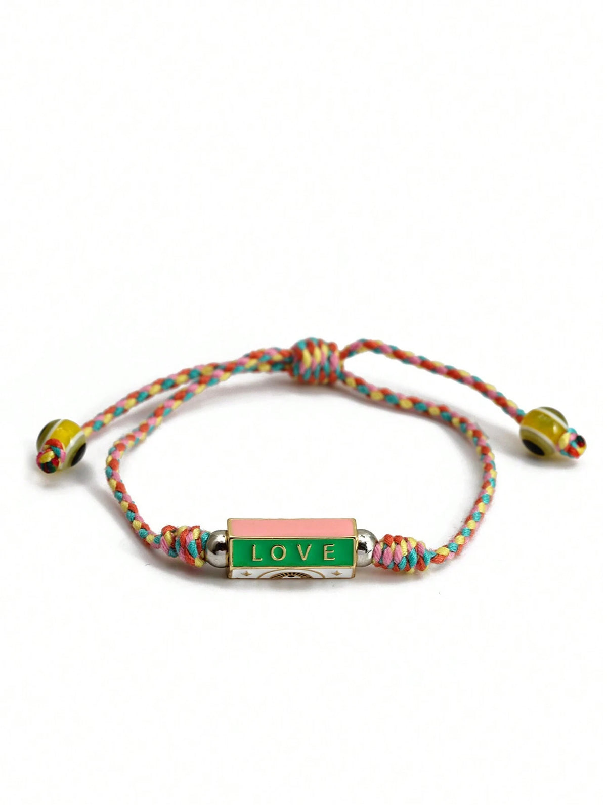 Women's Eye Bead Hexagonal Pendant Woven Rope Bracelet