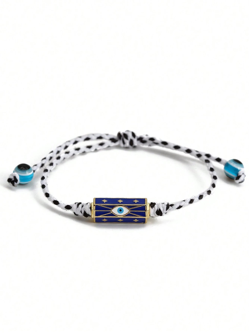 Women's Eye Bead Hexagonal Pendant Woven Rope Bracelet