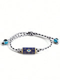 Women's Eye Bead Hexagonal Pendant Woven Rope Bracelet