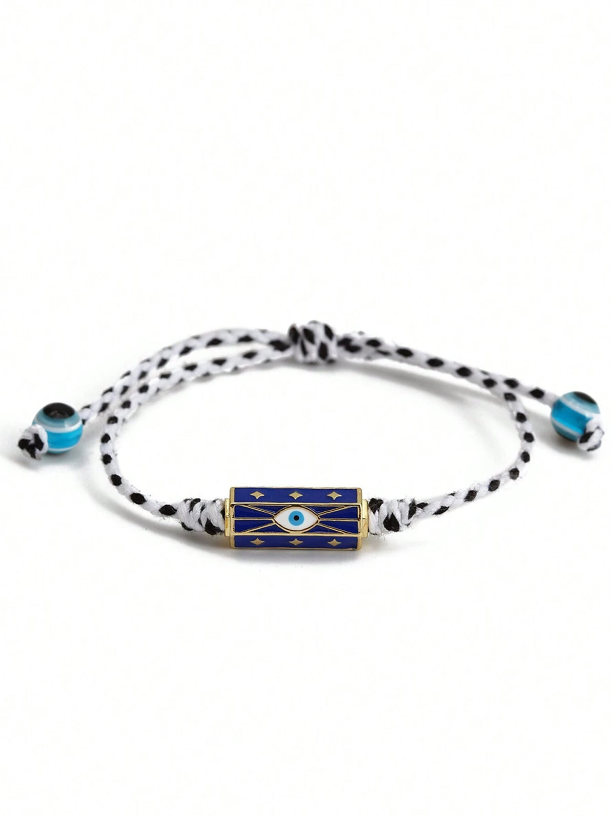 Women's Eye Bead Hexagonal Pendant Woven Rope Bracelet