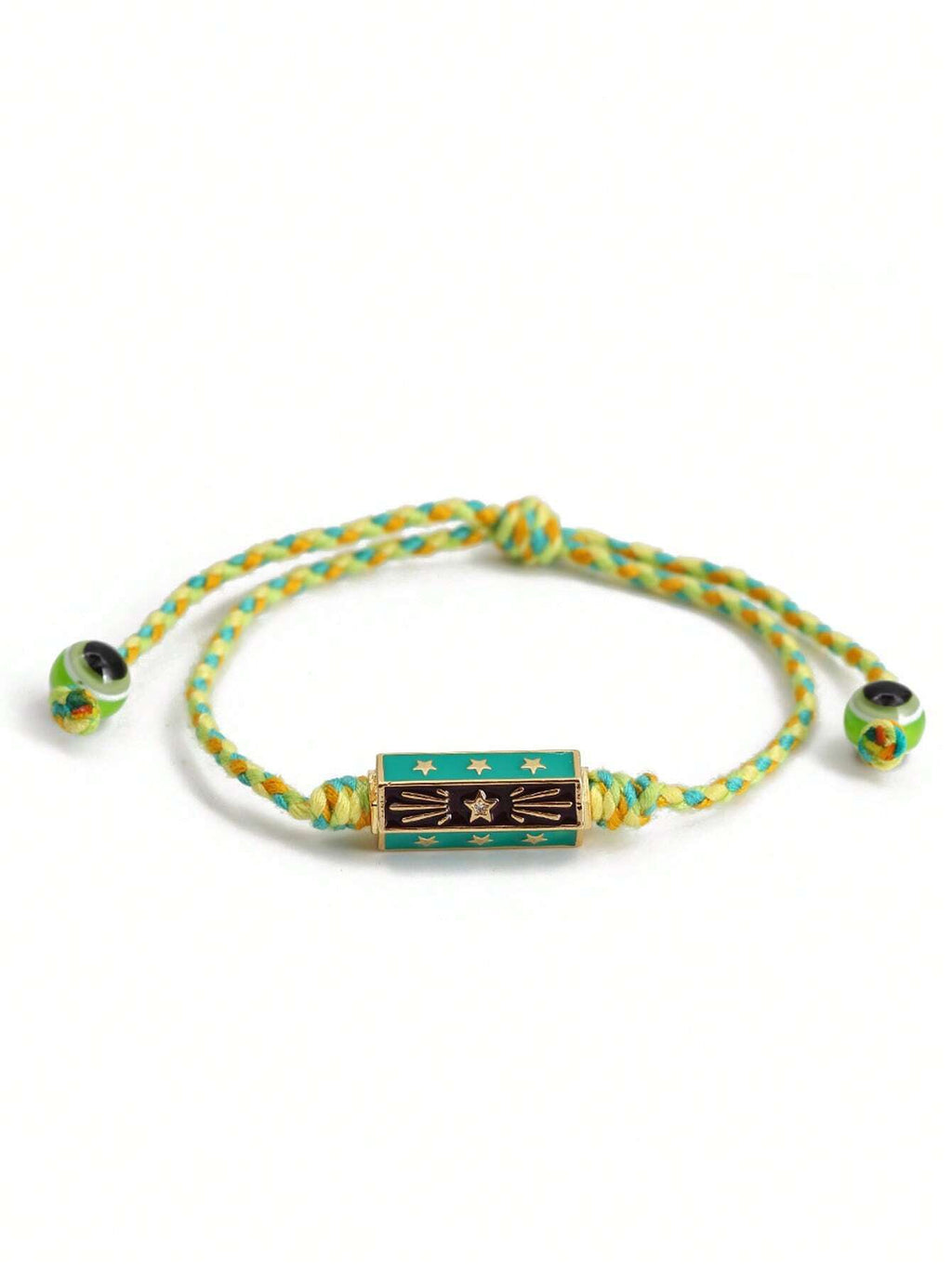 Women's Eye Bead Hexagonal Pendant Woven Rope Bracelet