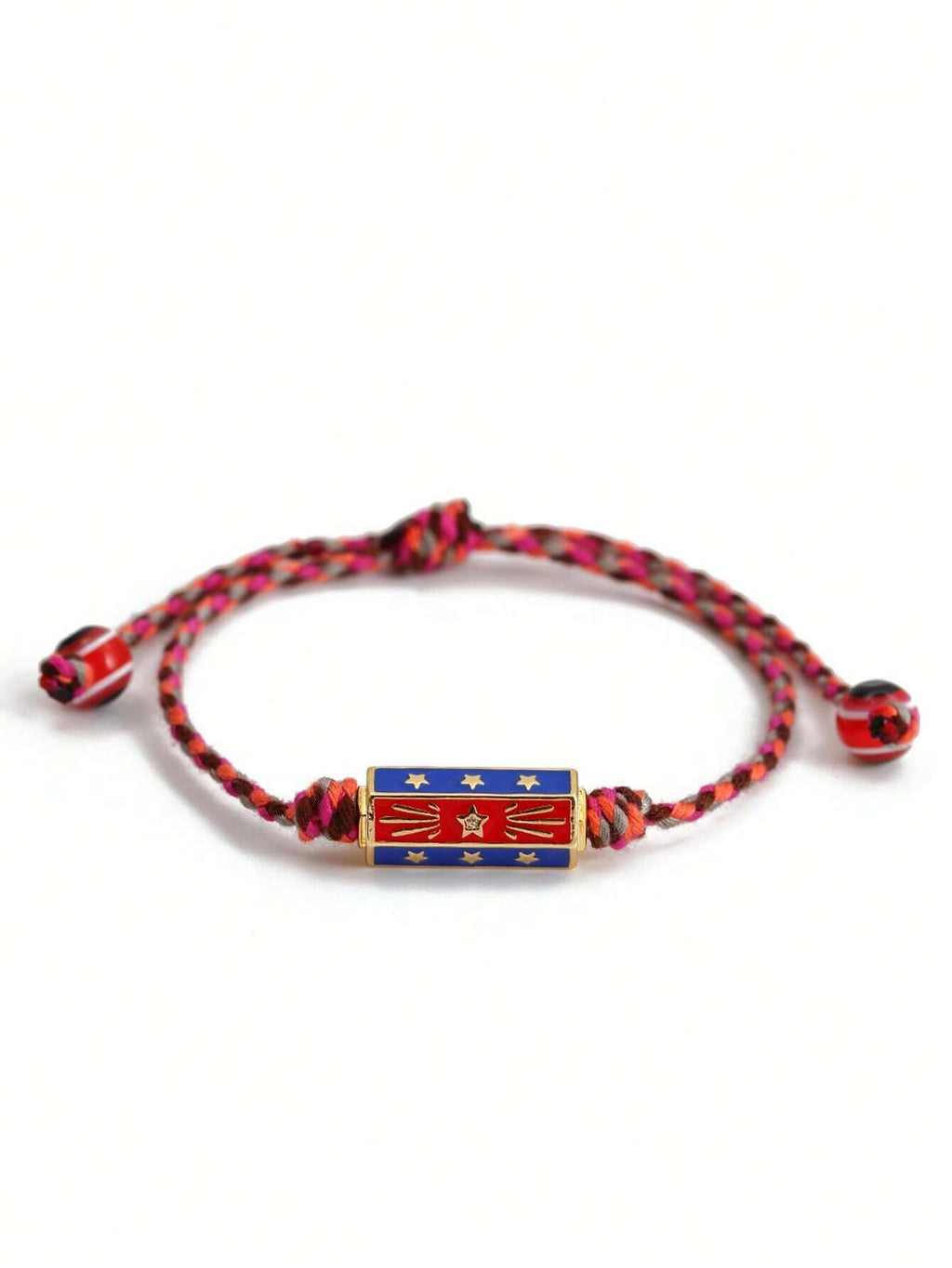 Women's Eye Bead Hexagonal Pendant Woven Rope Bracelet