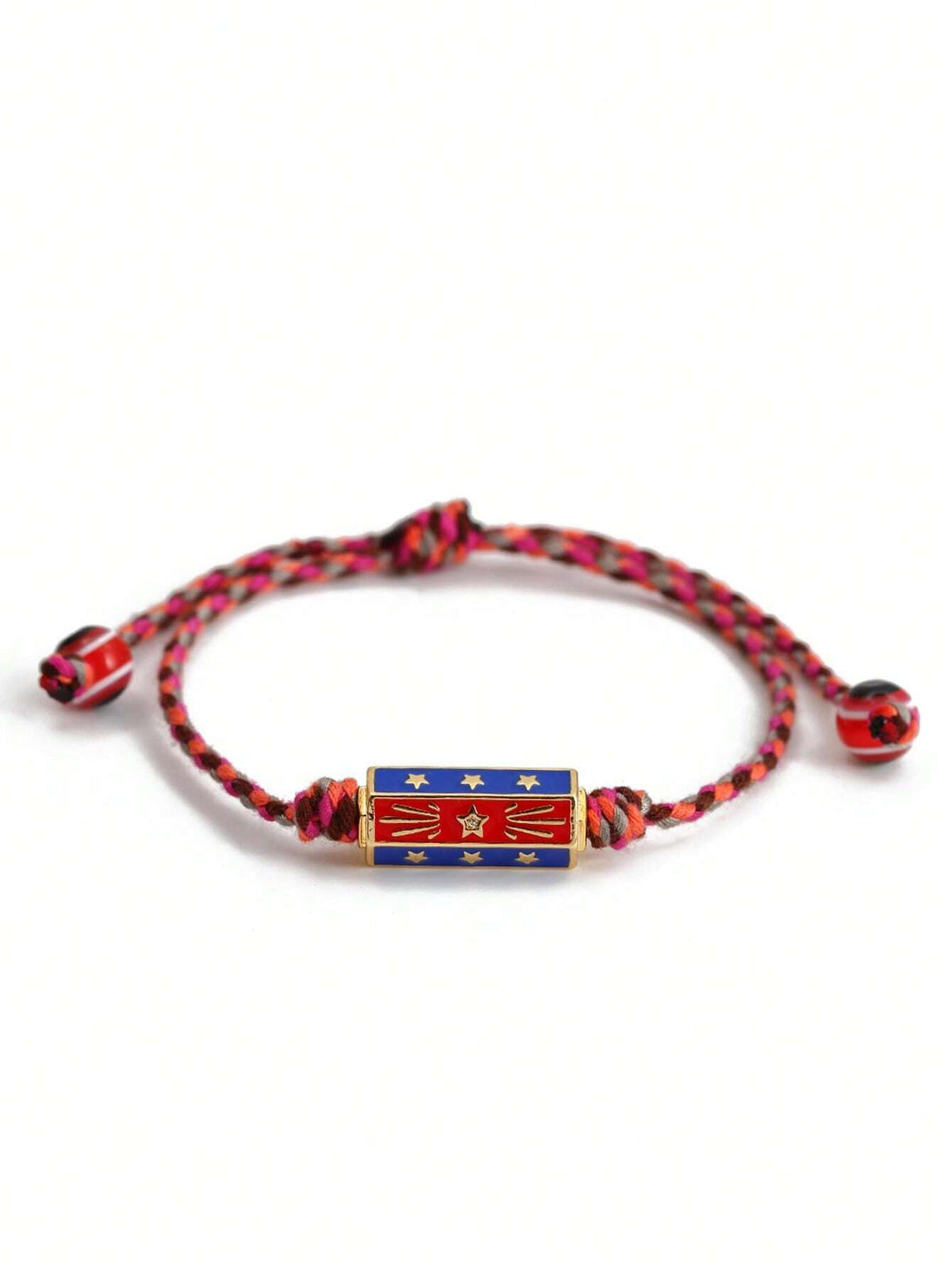 Women's Eye Bead Hexagonal Pendant Woven Rope Bracelet
