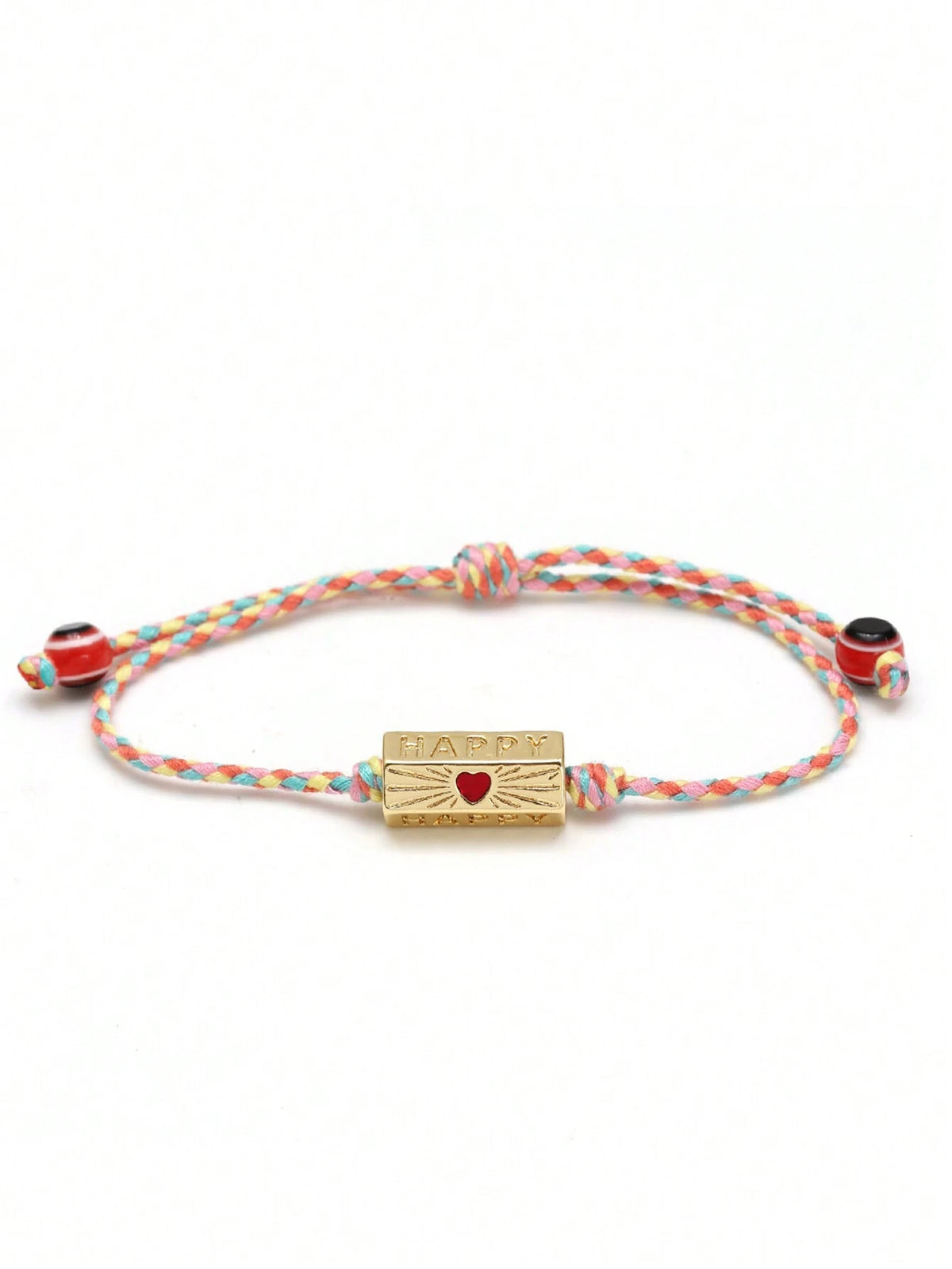 Women's Eye Bead Hexagonal Pendant Woven Rope Bracelet