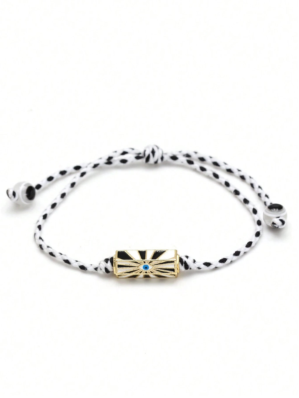 Women's Eye Bead Hexagonal Pendant Woven Rope Bracelet