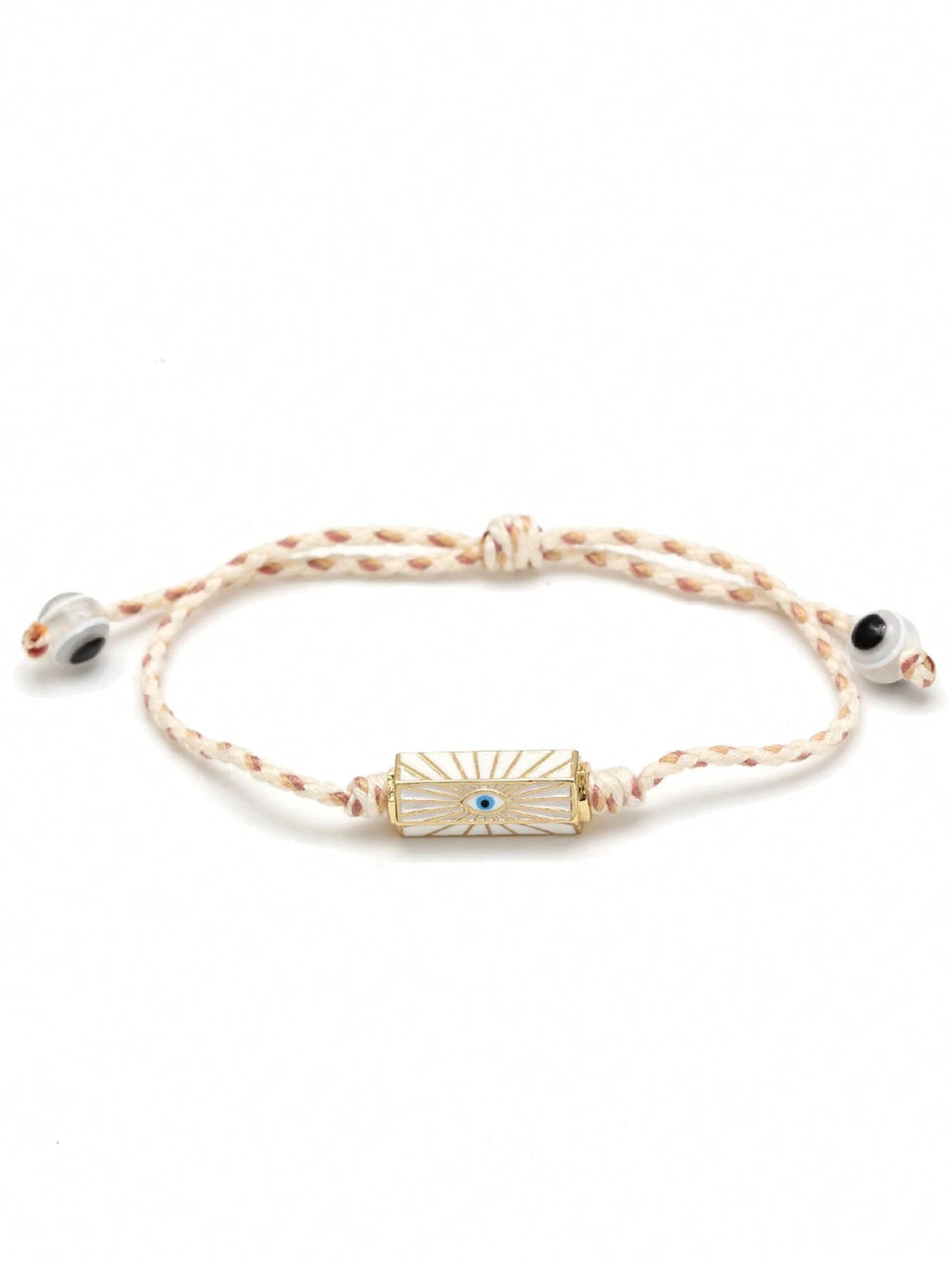 Women's Eye Bead Hexagonal Pendant Woven Rope Bracelet