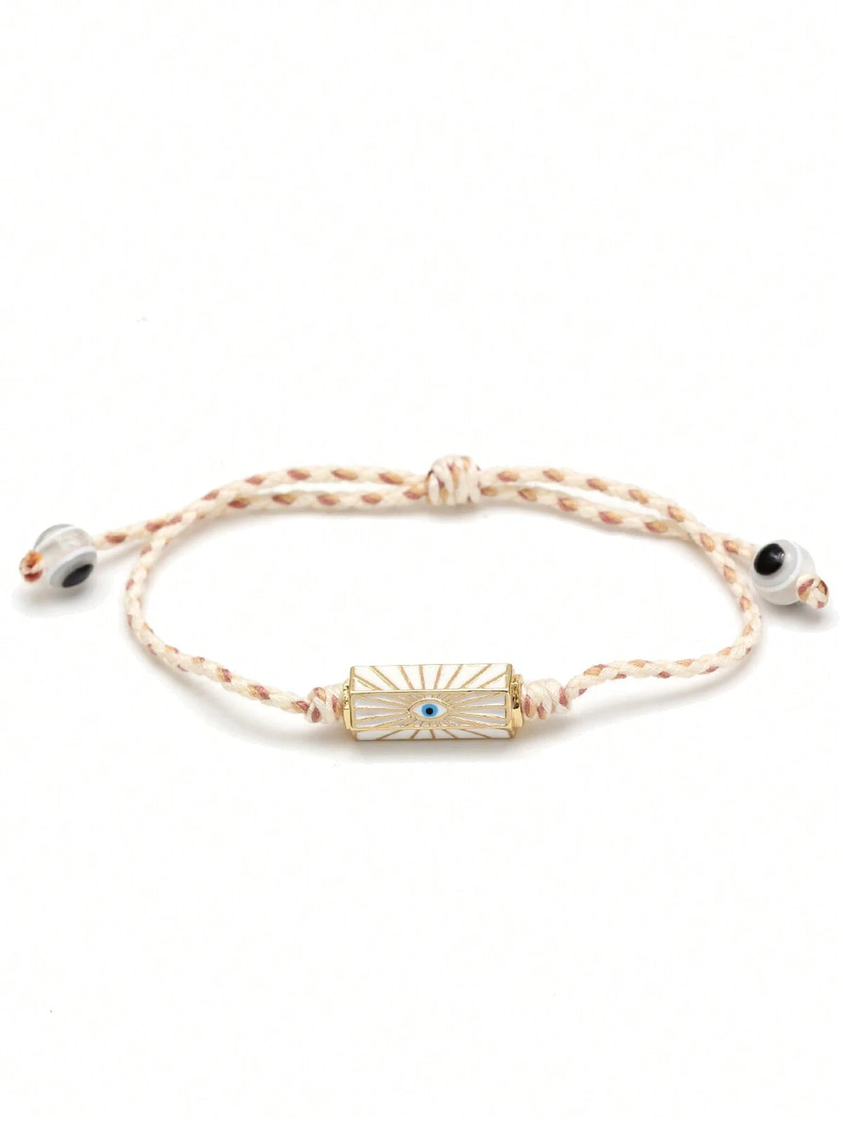 Women's Eye Bead Hexagonal Pendant Woven Rope Bracelet
