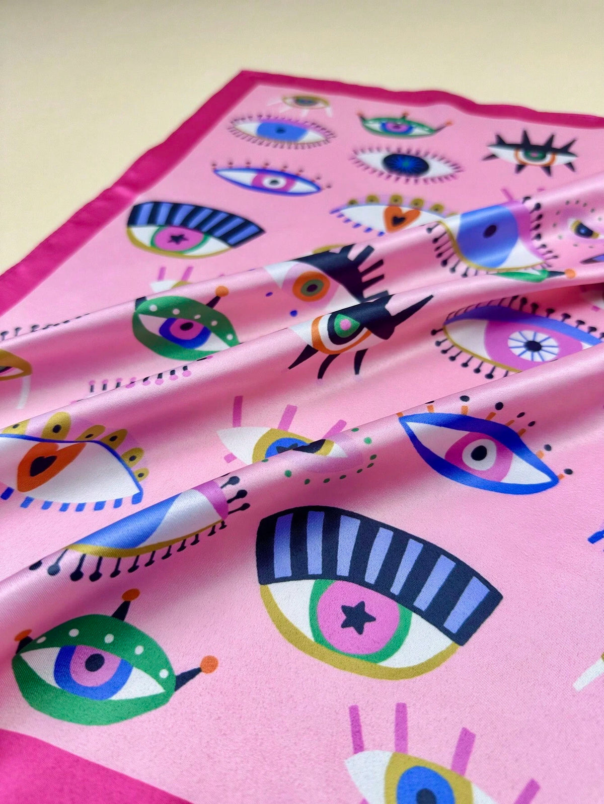 Women's Eye Print Satin Headscarf Neckerchief