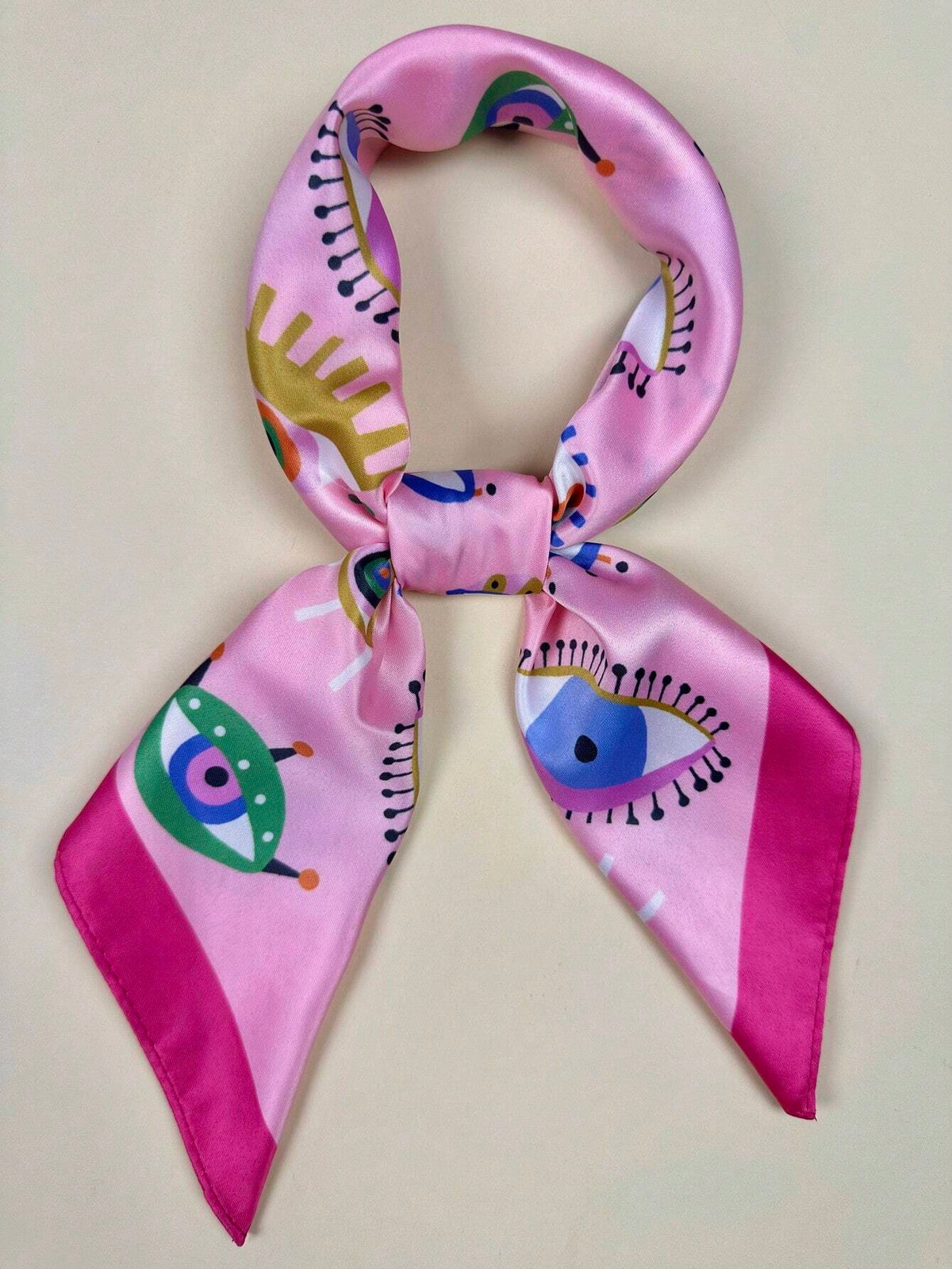 Women's Eye Print Satin Headscarf Neckerchief