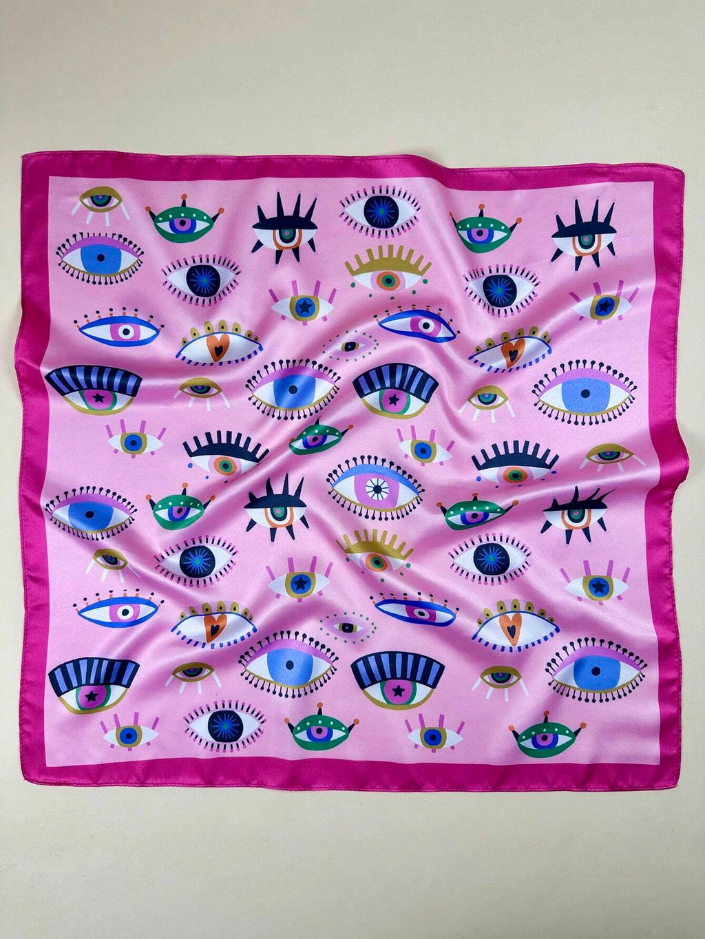 Women's Eye Print Satin Headscarf Neckerchief