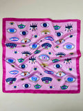 Women's Eye Print Satin Headscarf Neckerchief