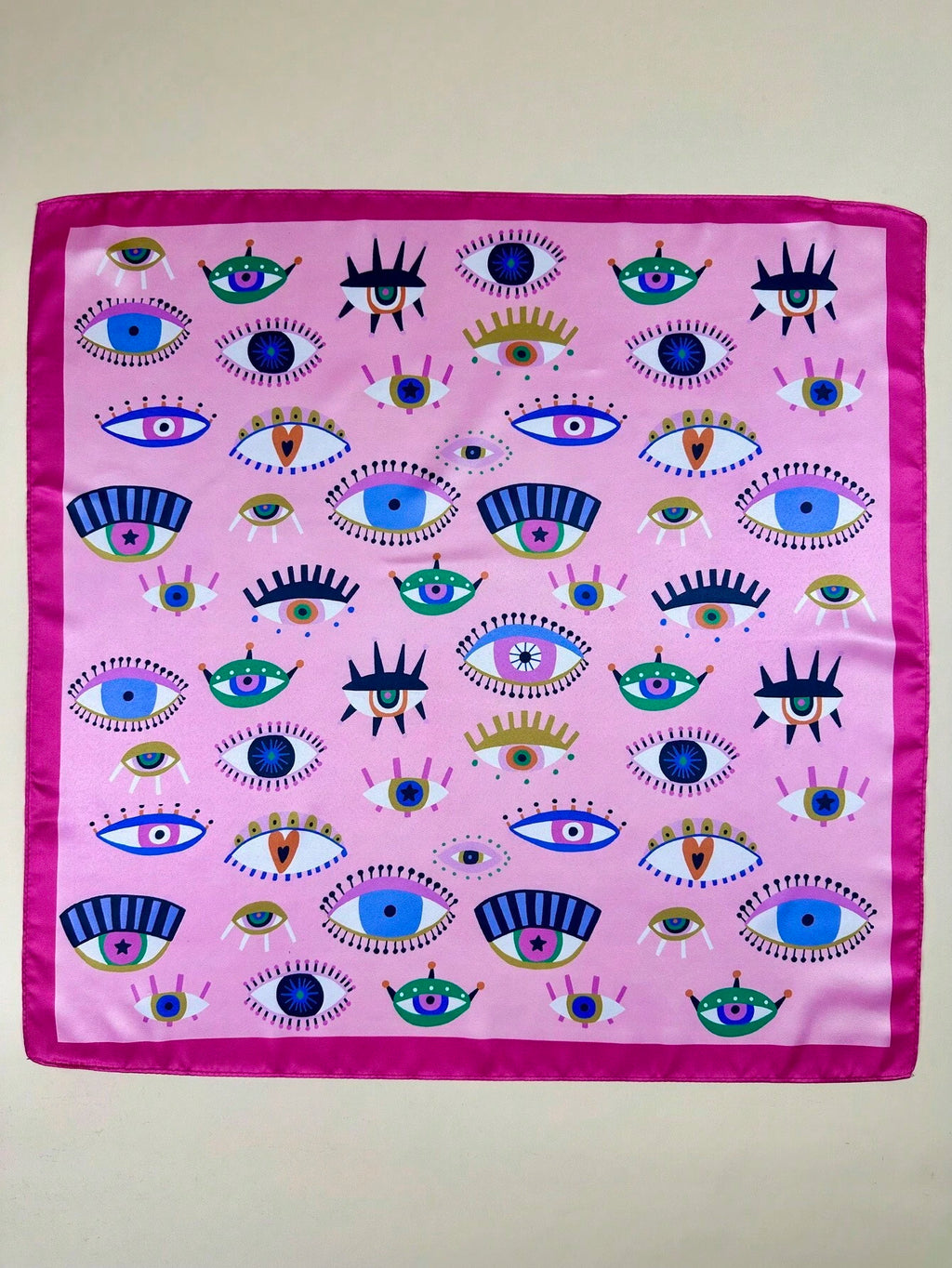 Women's Eye Print Satin Headscarf Neckerchief