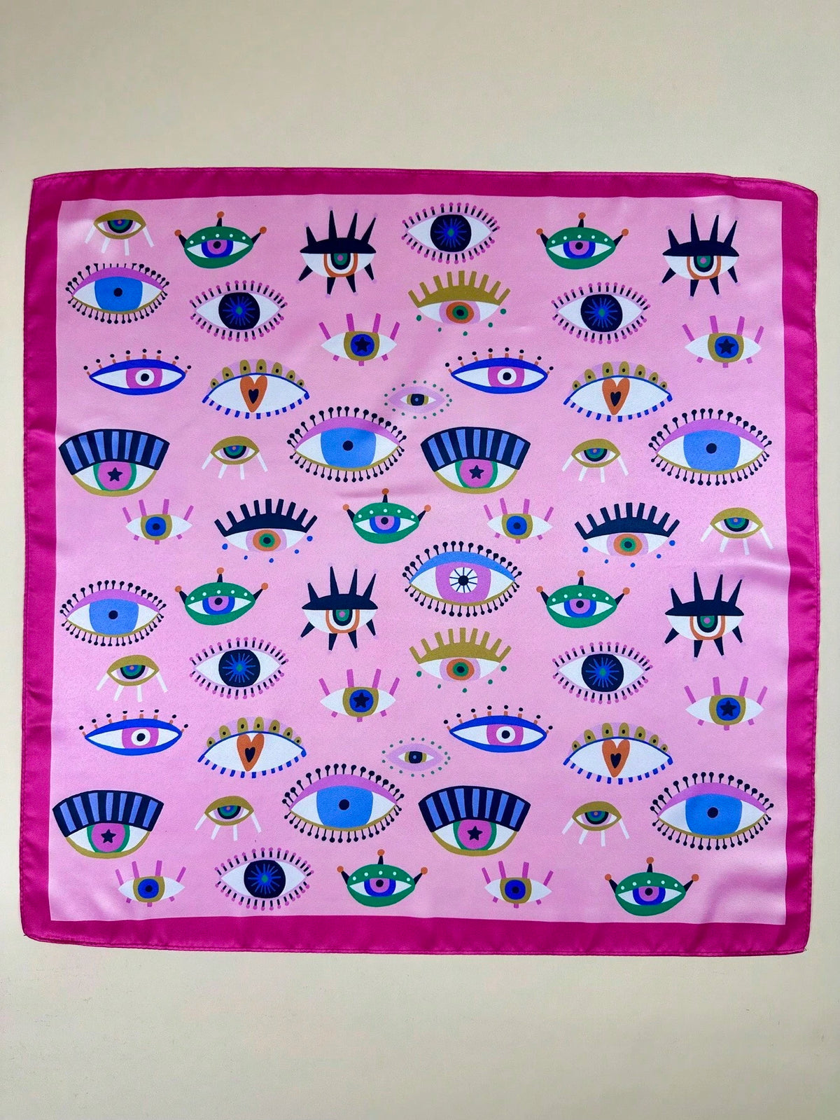 Women's Eye Print Satin Headscarf Neckerchief