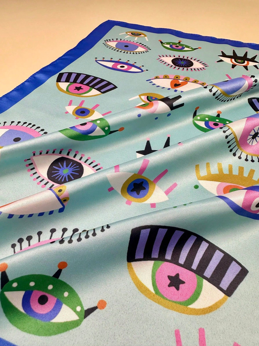 Women's Y2K Eye Print Satin Scarf
