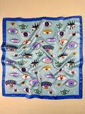 Women's Y2K Eye Print Satin Scarf