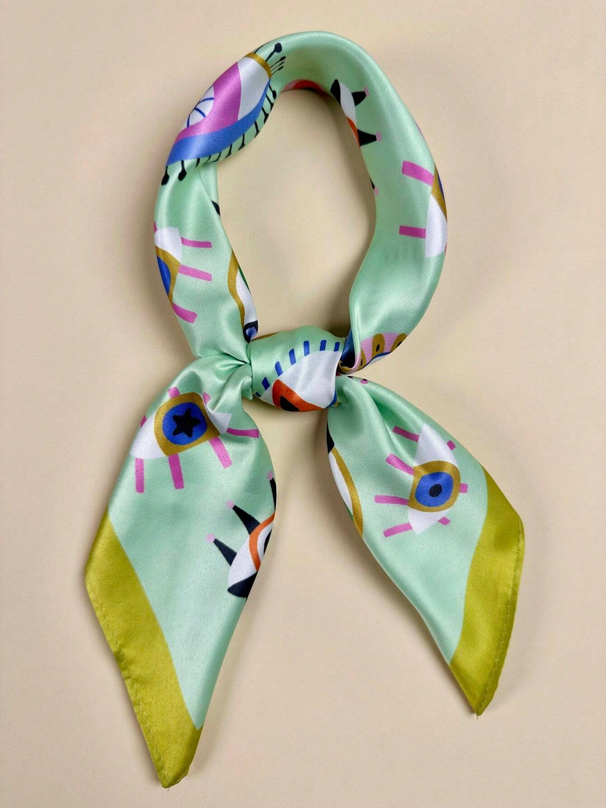 Women's Eye Print Satin Headscarf Neckerchief