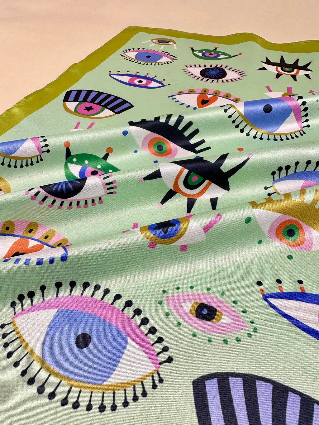 Women's Eye Print Satin Headscarf Neckerchief