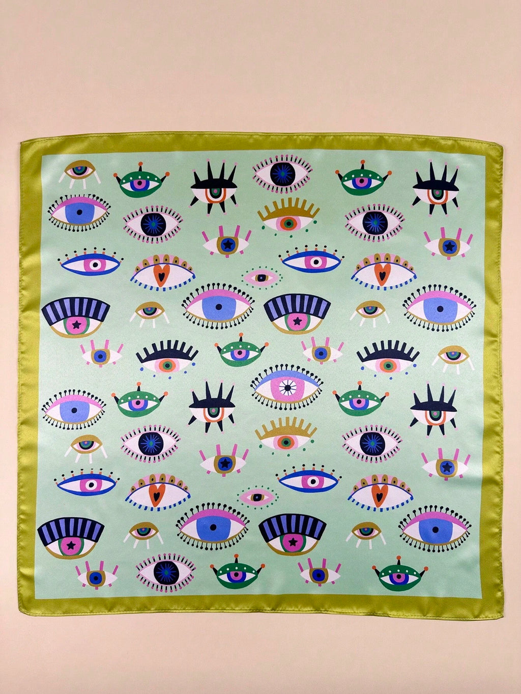 Women's Eye Print Satin Headscarf Neckerchief