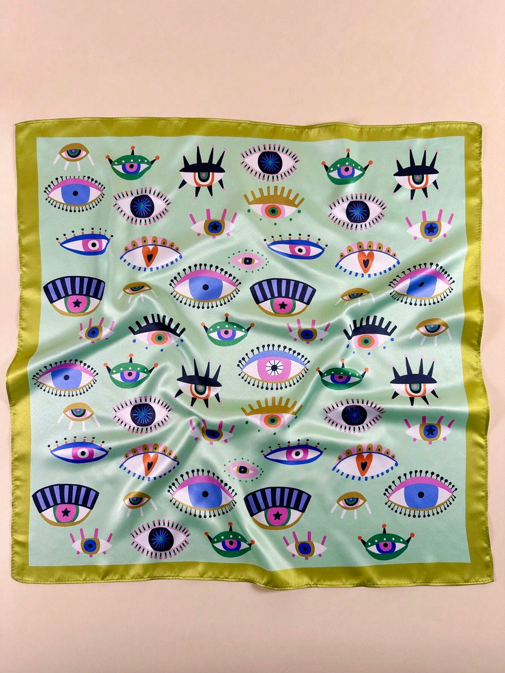 Women's Eye Print Satin Headscarf Neckerchief