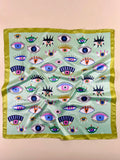 Women's Eye Print Satin Headscarf Neckerchief
