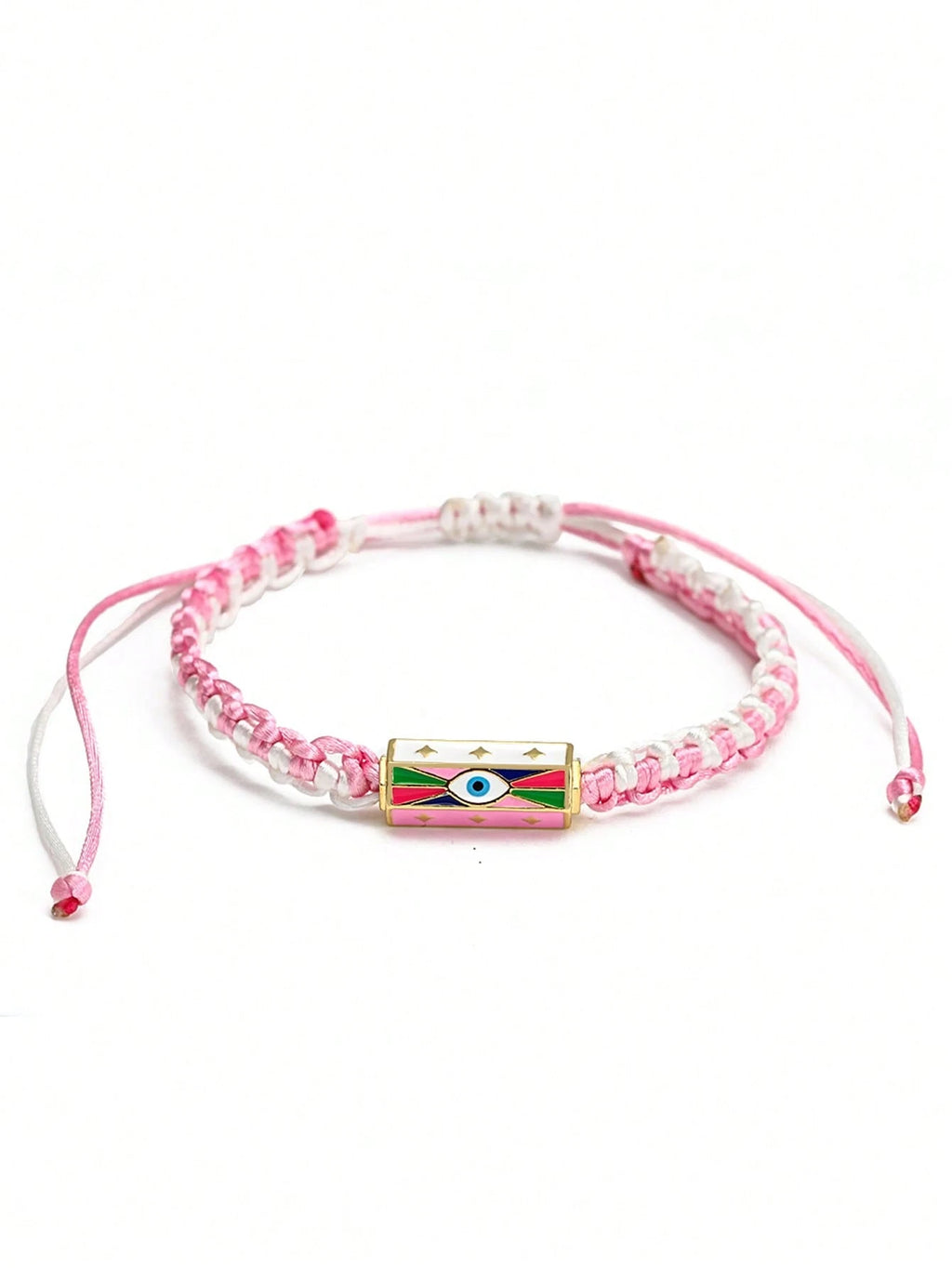 Women's Eye Bead Hexagonal Pendant Woven Rope Bracelet