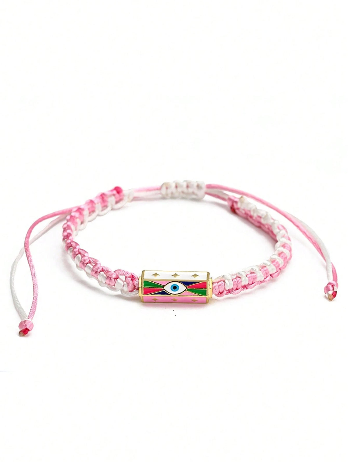 Women's Eye Bead Hexagonal Pendant Woven Rope Bracelet
