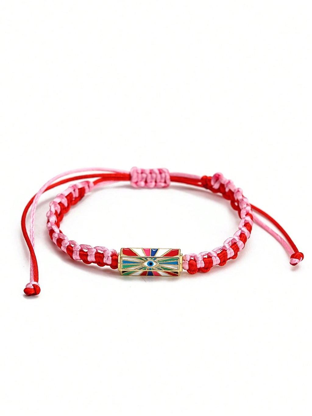 Women's Eye Bead Hexagonal Pendant Woven Rope Bracelet