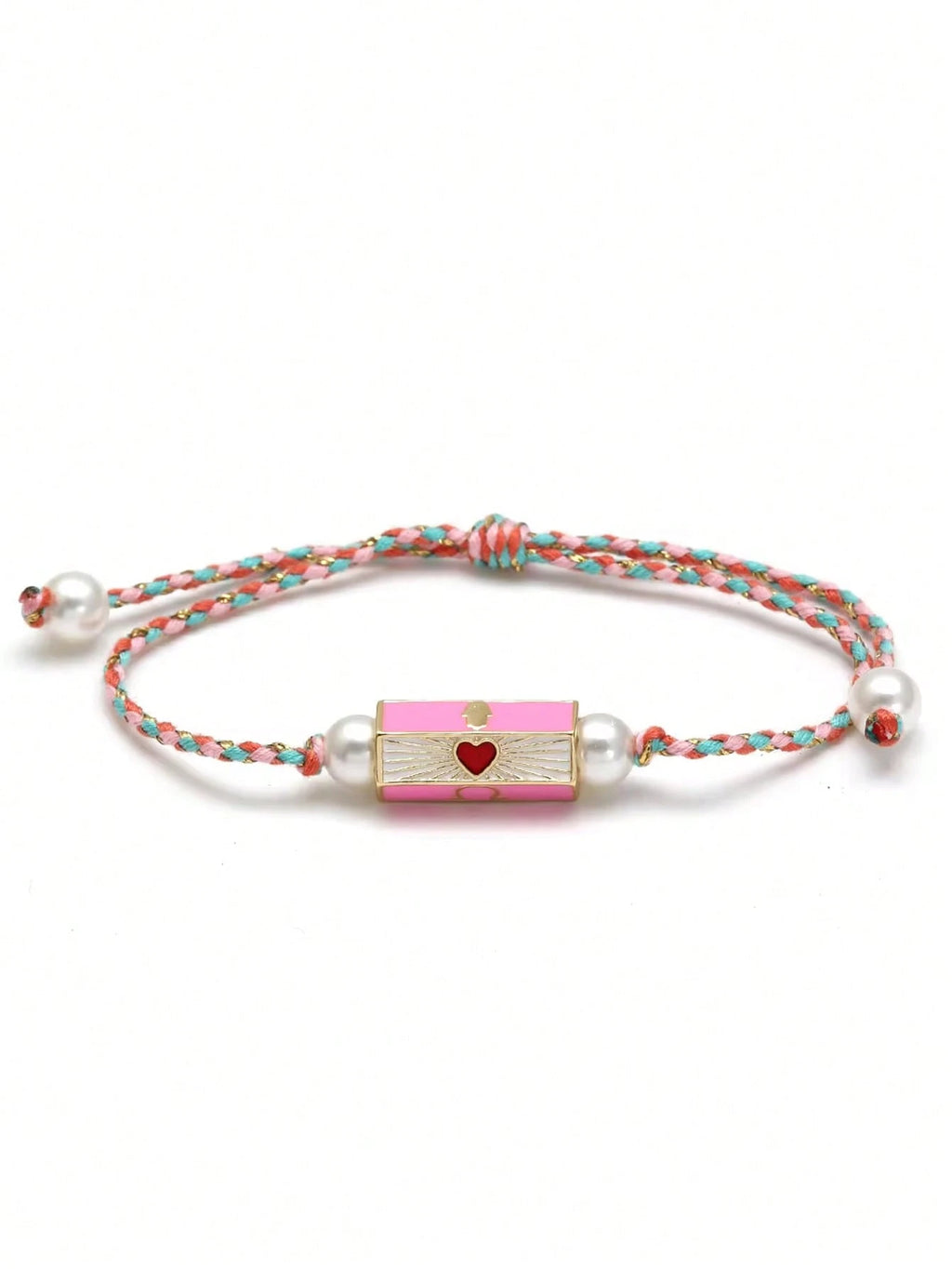 Women's Eye Bead Hexagonal Pendant Woven Rope Bracelet