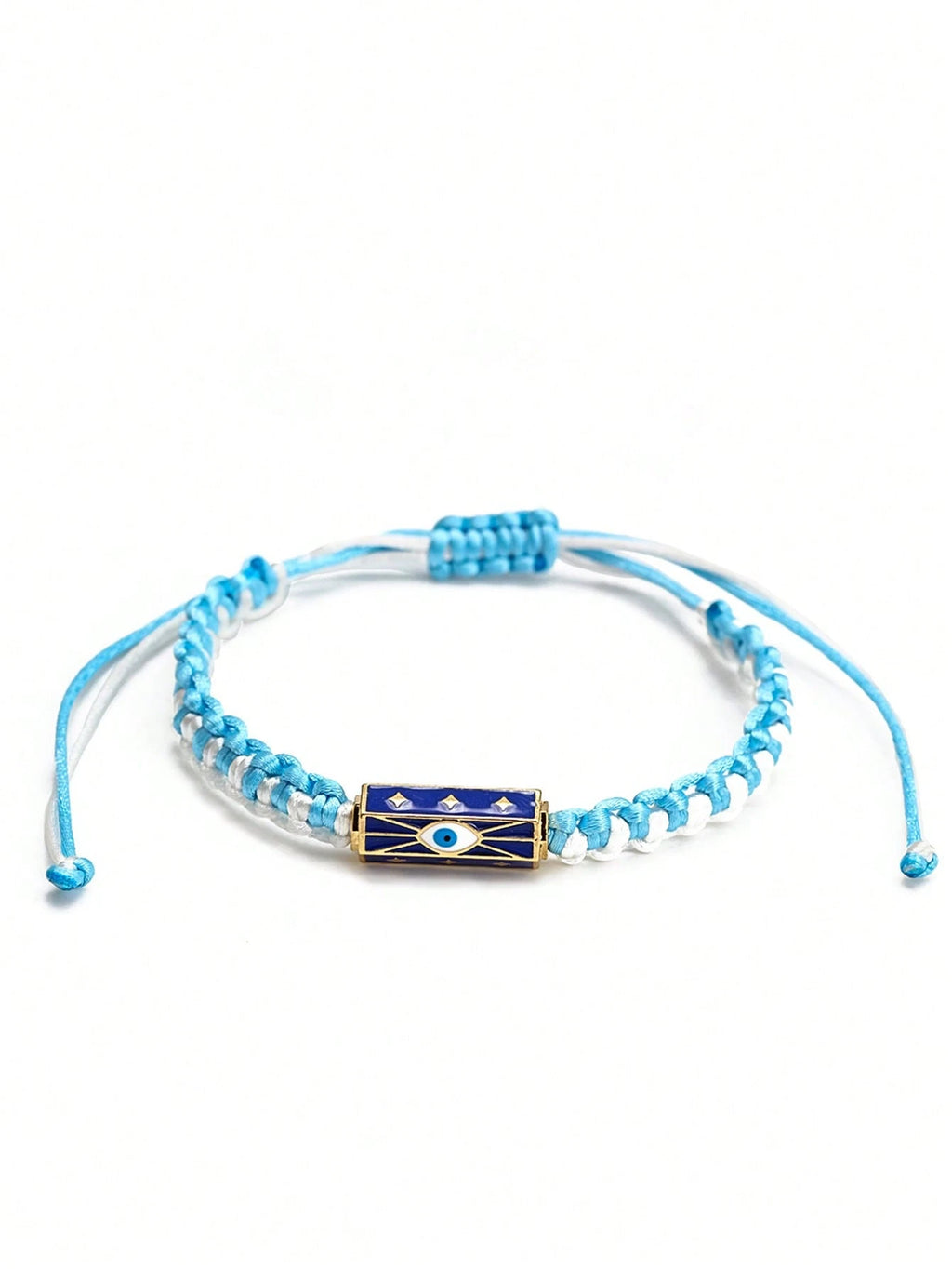 Women's Eye Bead Hexagonal Pendant Woven Rope Bracelet