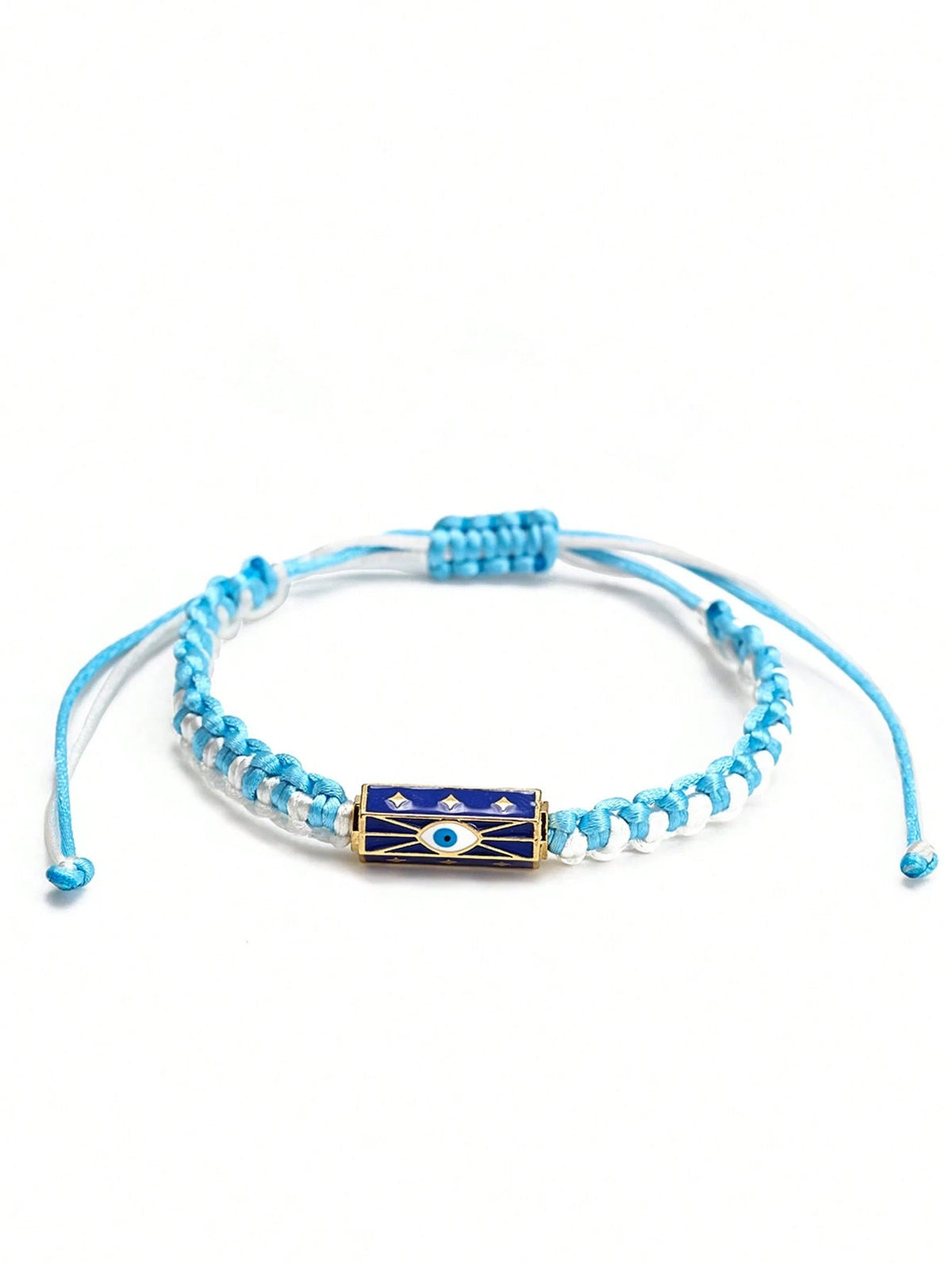 Women's Eye Bead Hexagonal Pendant Woven Rope Bracelet