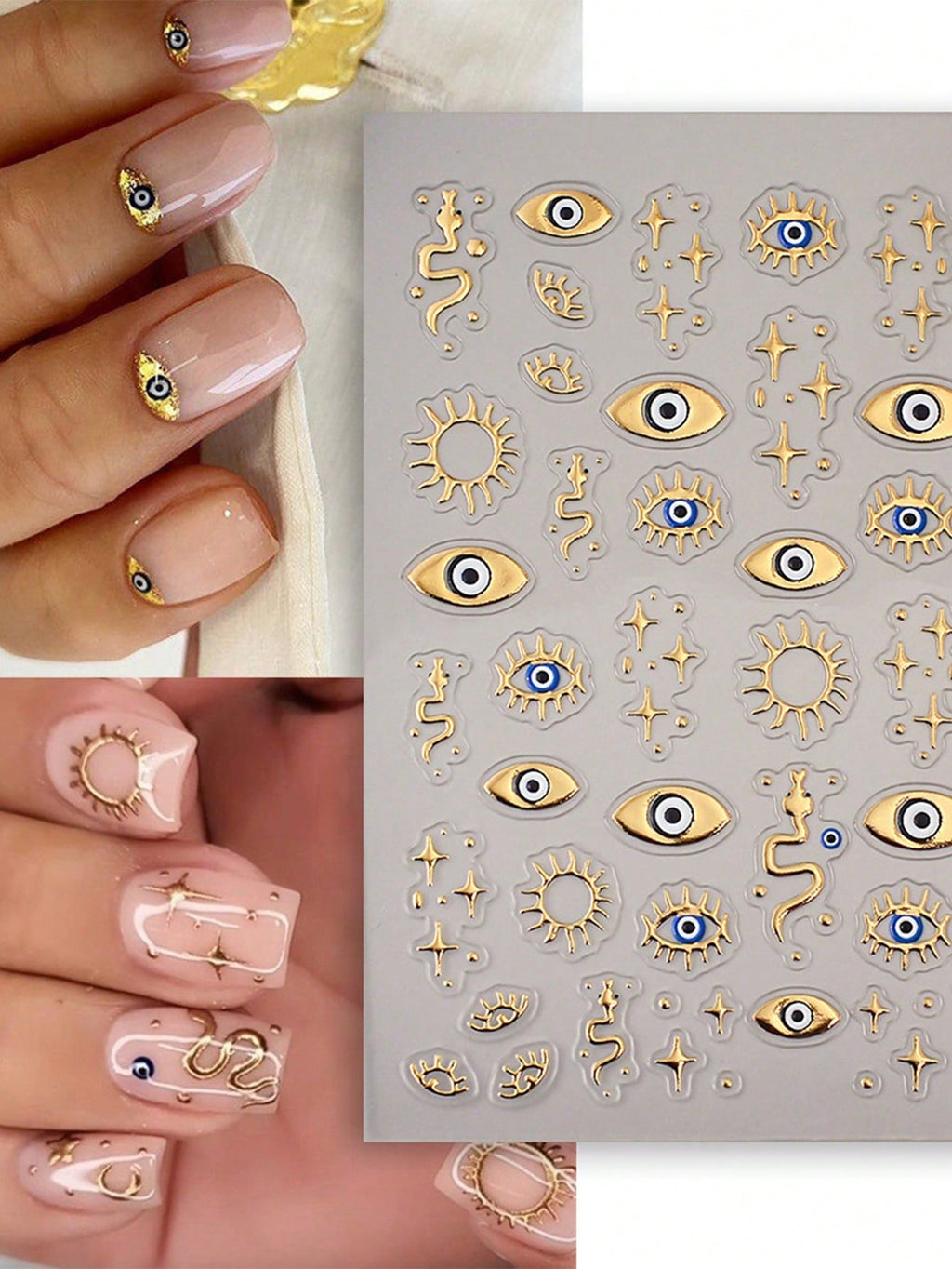 5D Star Eyes Snake Totem Nail Art Stickers