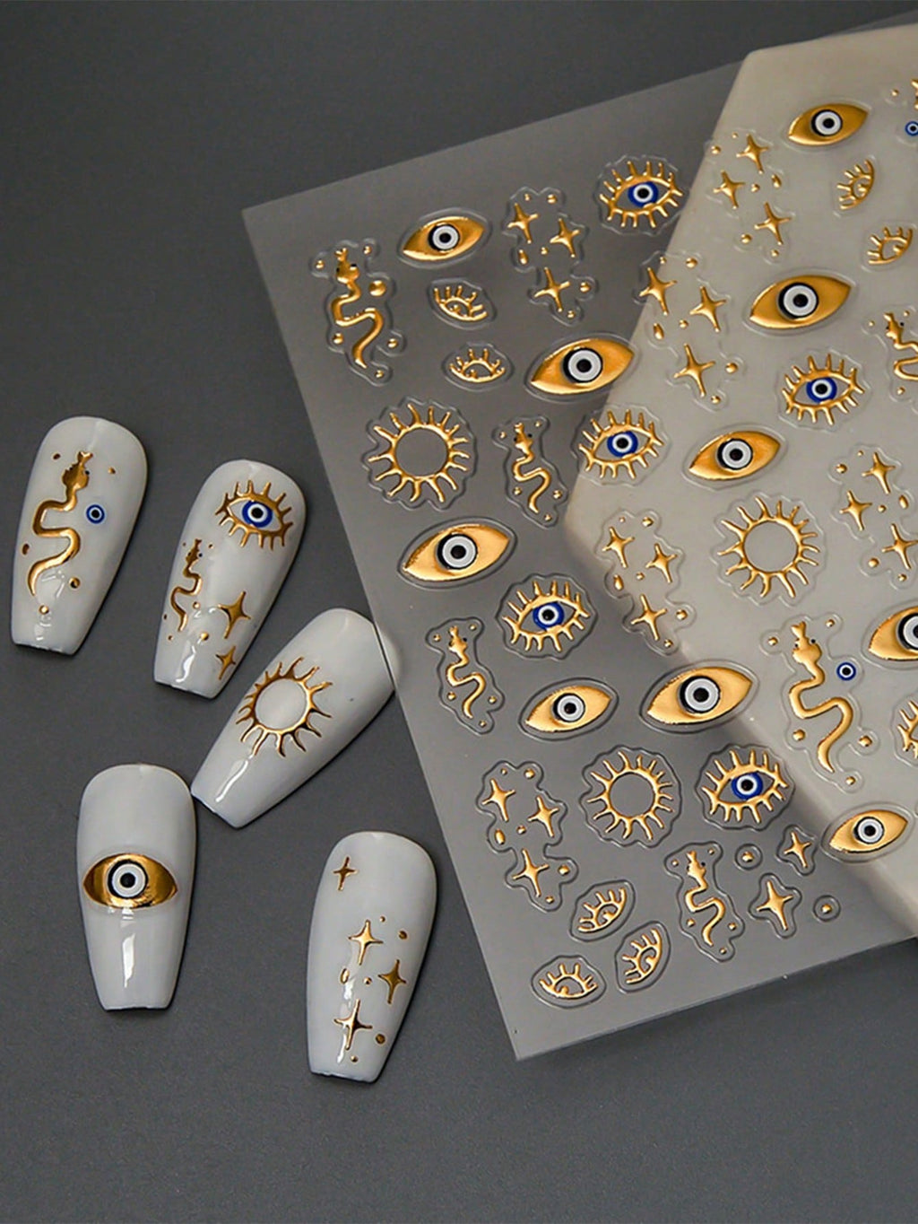 5D Star Eyes Snake Totem Nail Art Stickers