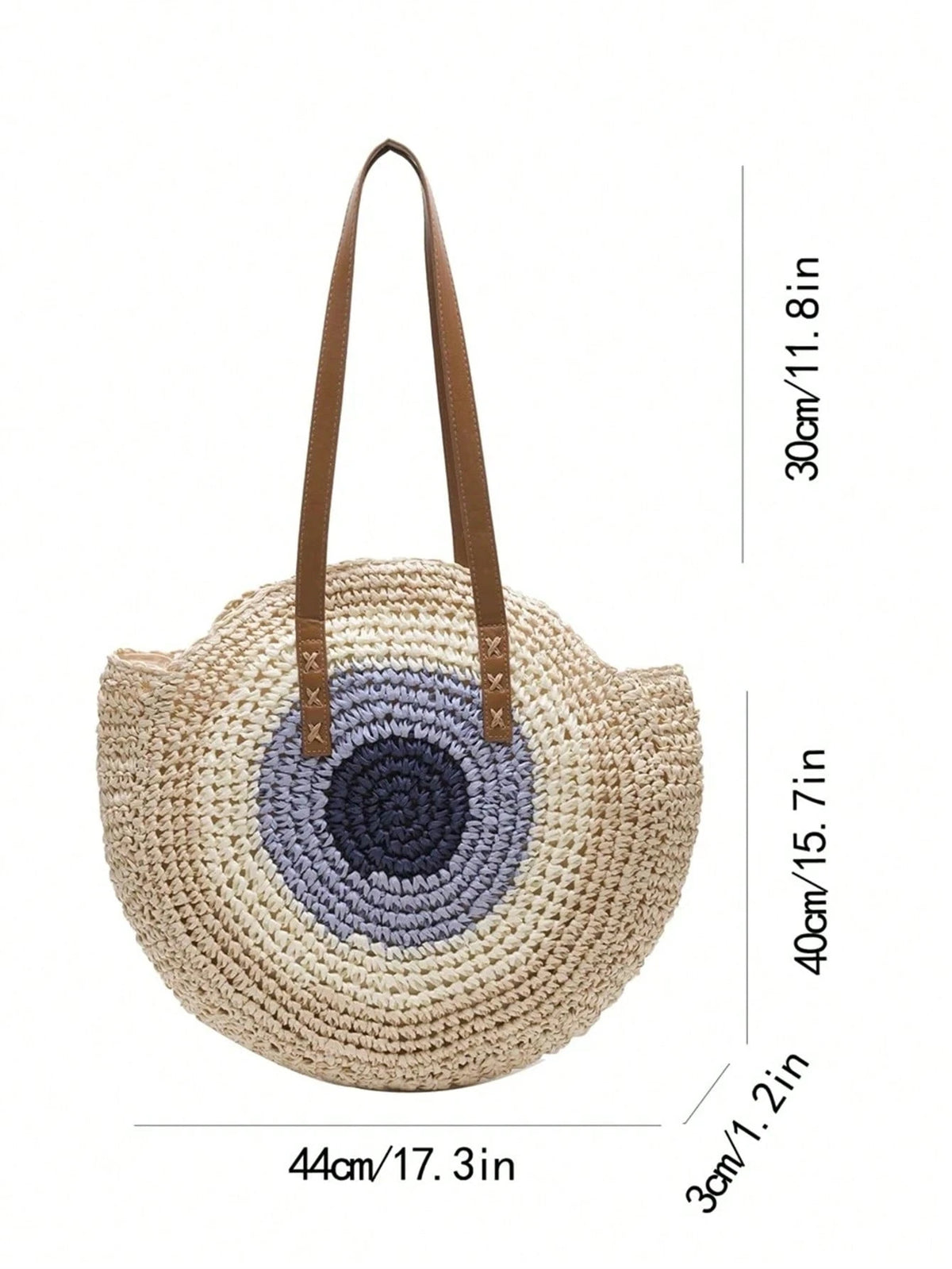 Women's Colorblock Straw Beach Bag