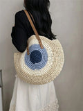 Women's Colorblock Straw Beach Bag