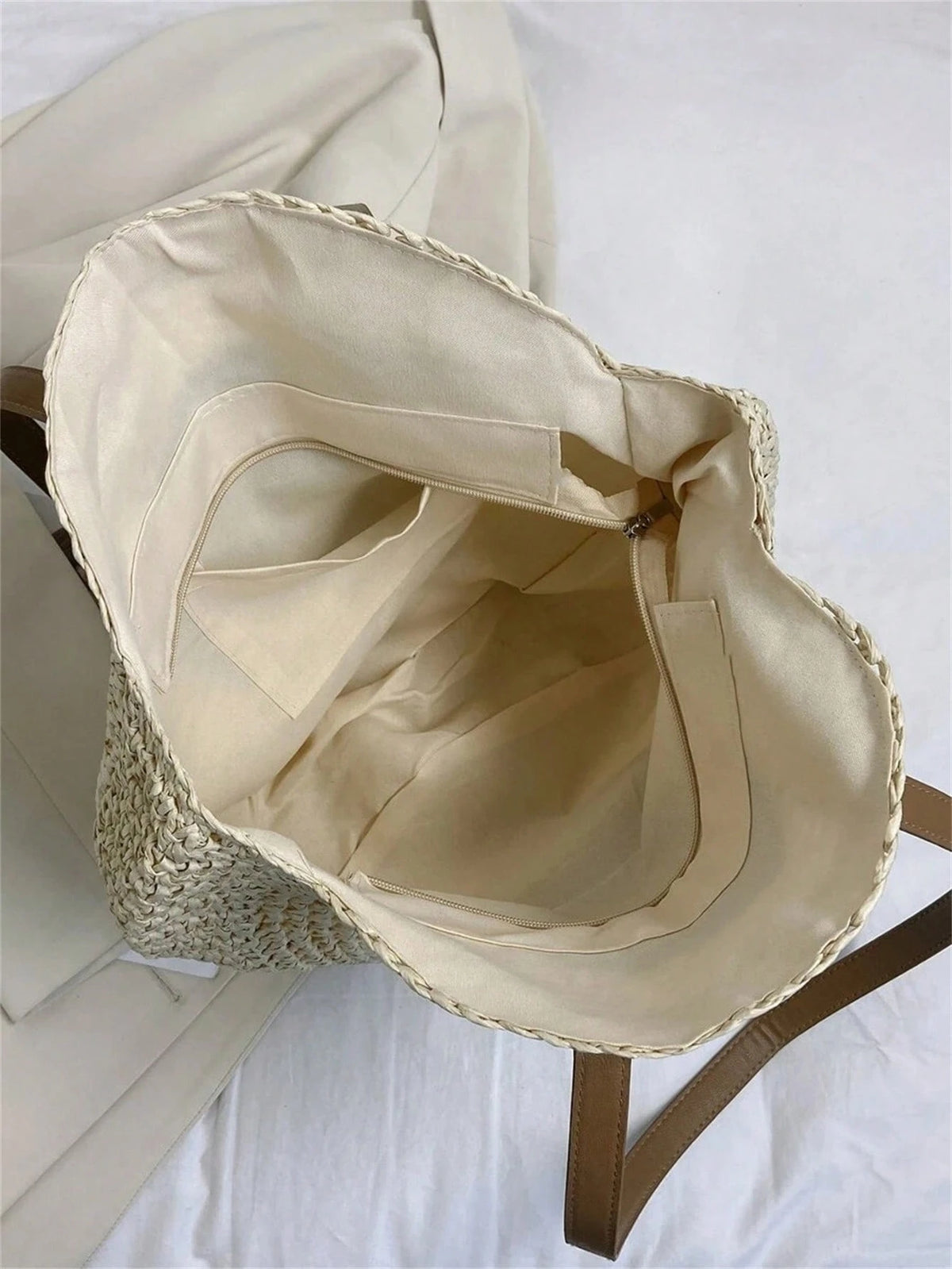 Women's Colorblock Straw Beach Bag