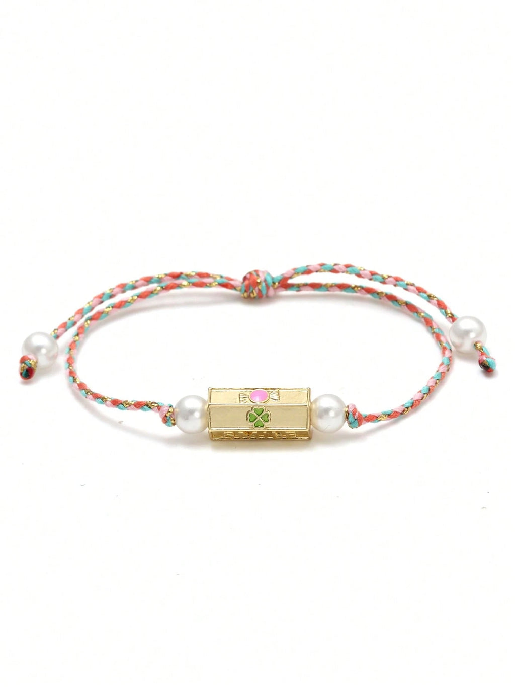 Women's Eye Bead Hexagonal Pendant Woven Rope Bracelet