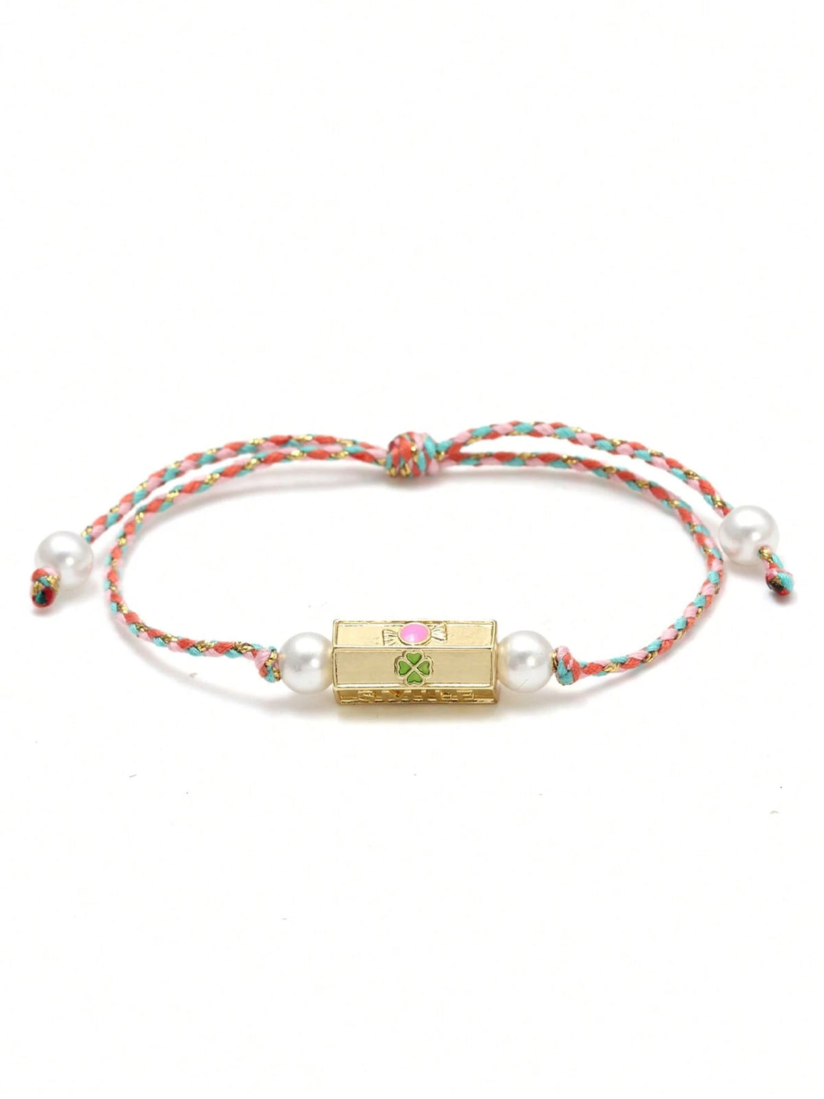 Women's Eye Bead Hexagonal Pendant Woven Rope Bracelet